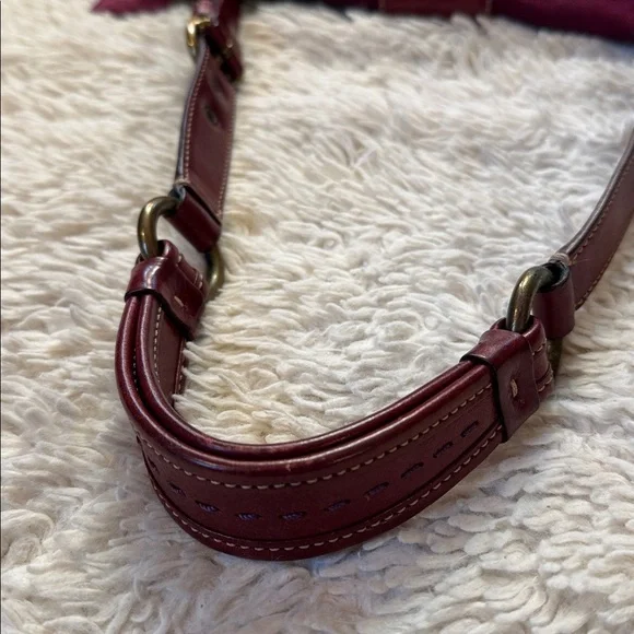 👜Vintage Y2K Coach Burgundy Suede &Leather shoulder bag(9664)